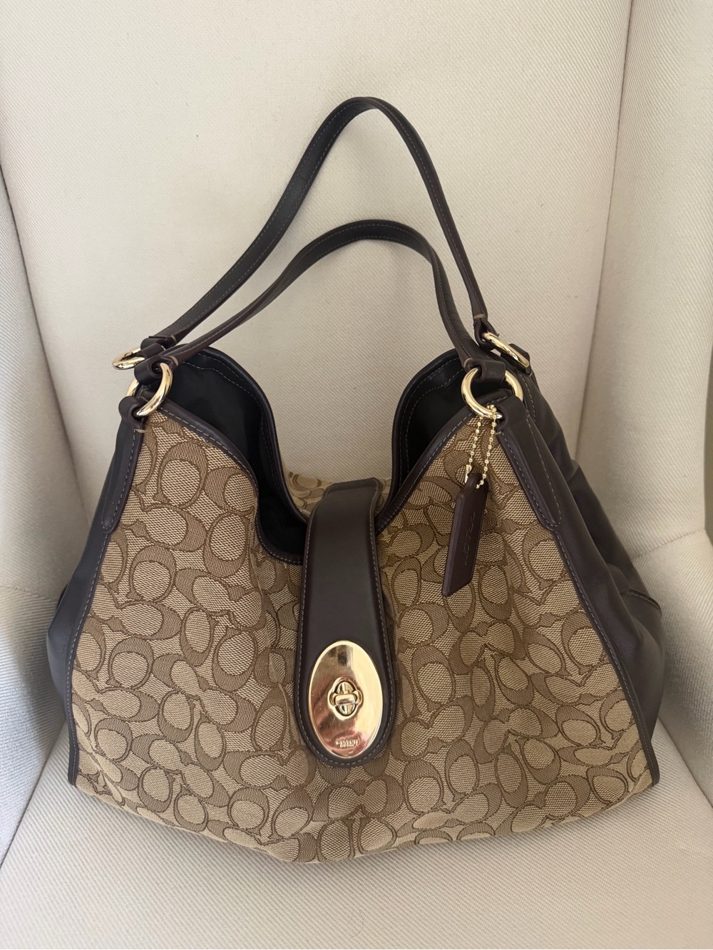 Coach Carlyle Madison Slouch Shoulder Bag with Leather Trim
